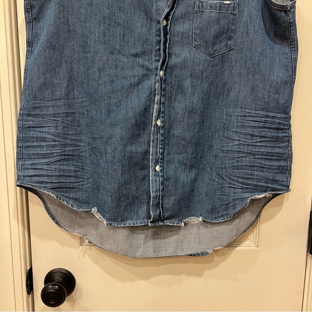 NWOT Frank and Eileen Frank & Eileen Fiona Sleeveless Shirt Stonewash Indigo - Picture 5 of 9